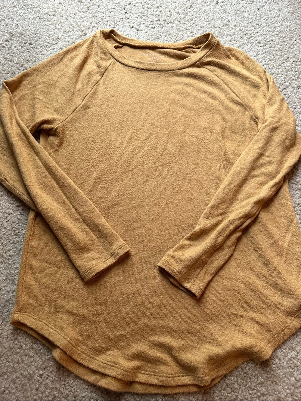 American Eagle Outfitters Mustard Scoop Neck Long Sleeve Top